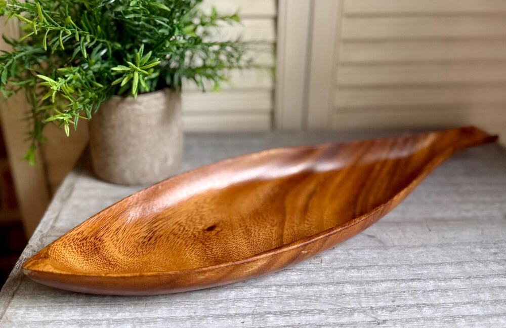 Monkey Pod Wood Pea Pod Bowl | Blair Hawaii | Mid Century Modern Serving Dish